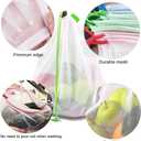 16 Pcs Mesh Small Toy Bags for Storage, 3 Sizes Reusable Mesh Drawstring Produce Bags Puzzle Bag for Kids Storage Playroom Organization, Fruits, Vegetable