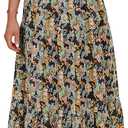 PRETTYGARDEN Women's Boho Floral Maxi Dress 2026 Summer Smocked V Neck Ruffle Sleeve Spring Flowy Beach Vacation Sundresses (Black, X-Large)