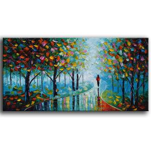 YaSheng Art -Contemporary Landscape Abstract Oil Painting On Canvas Textured Tree Painting Abstract Art Wall Paintings Handmade 3D painting Home Office Decorations Canvas Wall Art painting 24x48inch (YS0082)