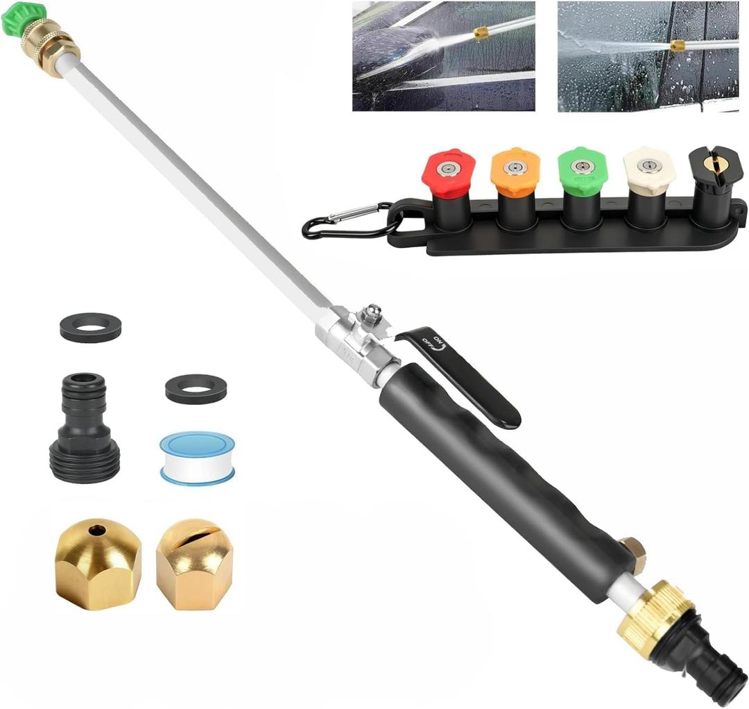 Jet Nozzle High Pressure Hose Nozzle, 7-1 high pressure power washer wand, versatile cleaning tool for gutter, Patio, Car Wash,Gardening, Built to Last for homeowners & garden (7-in-1)