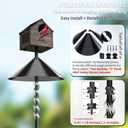 2-in-1 Squirrel Baffle for Bird Feeder Pole Shepherds Hooks with 40" Spikes Set, 19" Dia Raccoon Buster Cone, Bird House Guard for Outdoors Stand Mount & Hanging,Rust Chew Proof Heavy Duty ABS (Black)