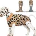 FUAMEY Recovery Suit for Dogs After Surgery,Soft Breathable Dog Bodysuit E-Collar & Cone Alternative Surgical Suit,Male Female Dog Neuter Spay Suits Anti Licking Wounds Onesie Brown Leopard XS (XS (Back:8.3-11.4'', Weight:4-7 LB))