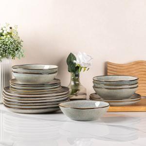 AmorArc Ceramic Dinnerware Sets, Handmade Reactive Glaze Stoneware Plates and Bowls Sets, Highly Scratch Resistant | Dishwasher & Microwave Safe Dishes Set, Service for 4 (12pc)