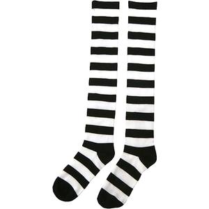 Fun Costumes Witch Striped Knee High Socks Black & White Cotton Stretch Stockings