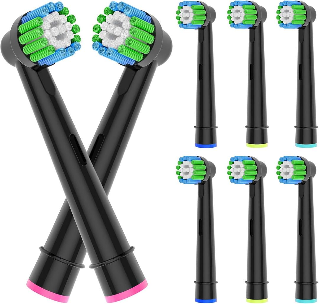 Replacement Toothbrush Heads Compatible with Braun Oral-B, 6 Pack Professional Electric Brush Heads for Oral B Replacement Heads Refill Pro100/1000/1500/4000/5000/7000/8000/9600 Etc, Black (Precision Clean)