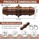 LECTO Universal 5/8", 1/2", .700" Drip Line Repair & Extension Kit – 3 Pack Plastic Couplers with 6 Stainless Steel Hose Clamps