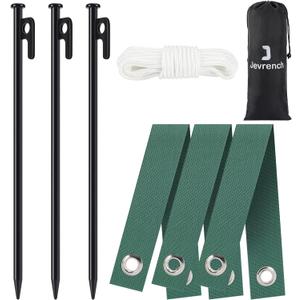 Tree Stake Kits, Heavy Duty Tree Stakes and Supports Kits for Young Trees Against Bad Weather, 3 Pcs Tree Stake, 3 Pcs Tree Straps, 32.8 FT Rope
