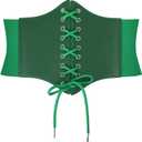 JASGOOD Womens Elastic Costume Waist Belt Lace-up Tied Waspie Corset Belts for Women (Fit Waist Size 30"-33", Dark Green)