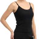 2 Pcs Half Camisoles for Women, Lace Bralette Pack Spaghetti Strap Lace Tanktop for Women, Breathable Basic Cami with Bowknot Design, XS Ideal for Girls Under 120k (Black & White, XS)