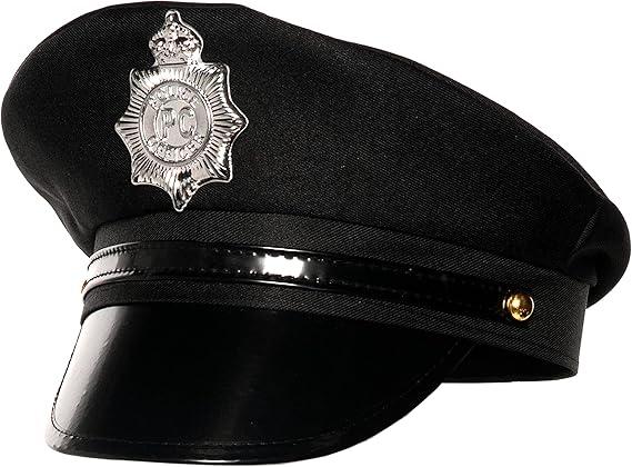 UNDERWRAPS Halloween Police Costume Pieces - Law Officer Outfits and Accessories, Security Patrol Cop Uniform Costumes for Men and Women (Black Police Captain Hat, One Size)
