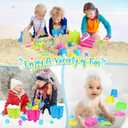 KUBUSFLY Beach Toys for Toddlers, Sand Castle Toys with 3 Bucket, 6 Shovels, Mesh Bag & Sandbox Molds Travel Sand Toys for Beach Sandbox Toys for Toddlers Kids Baby Boys Girls Age 3-10