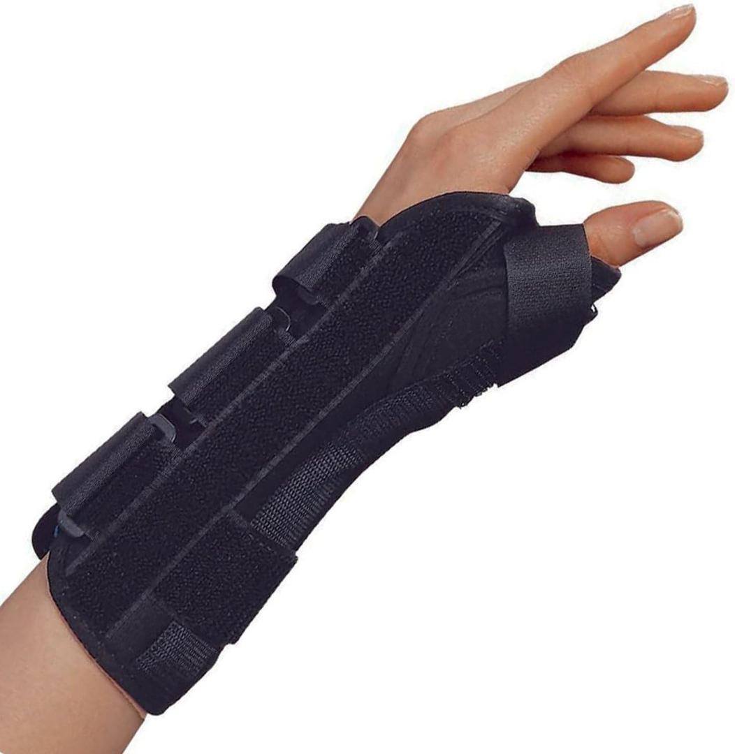 OTC Wrist-Thumb Splint, 8-Inch Adult for Men and Women, Lightweight Breathable, Black, Large