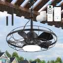 Outdoor Ceiling Fan with Light for Patios, 21" Gazebo Fans Outdoor Hanging, IP65 Waterproof Plug in Ceiling Fan with Alexa/Google/App Control, 3CCT Dimmable 6-Speeds for Patios Porch Pergola