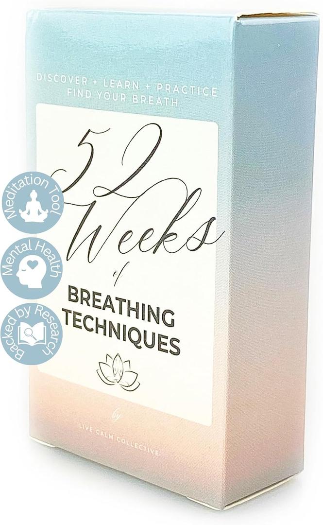 Calm Collective 52 Breathwork Cards - Vagus Nerve Breathing Exercises for Anxiety Relief, Emotional Regulation, & Cortisol Manager - Biohack Mental Health & Relaxation Gift (Travel Size)