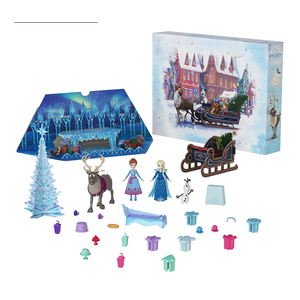 Mattel Disney Frozen Toys, Anna & Elsa Small Doll Advent Calendar with 2 Friend Figures, Moldable Sand & 24 Play Pieces, Inspired by Olaf’s Frozen Adventure