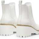 DREAM PAIRS Women's Wedge Chelsea Ankle Boots Fashion Round Toe Low Wedge Heel Platform Booties Shoes (White), 8.5