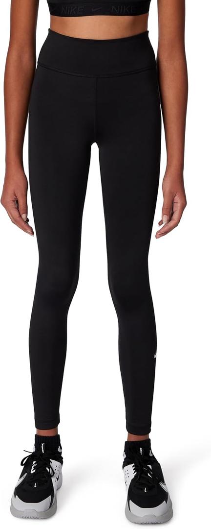 Nike Girls' Dri-FIT One Leggings (Small, Black/White)