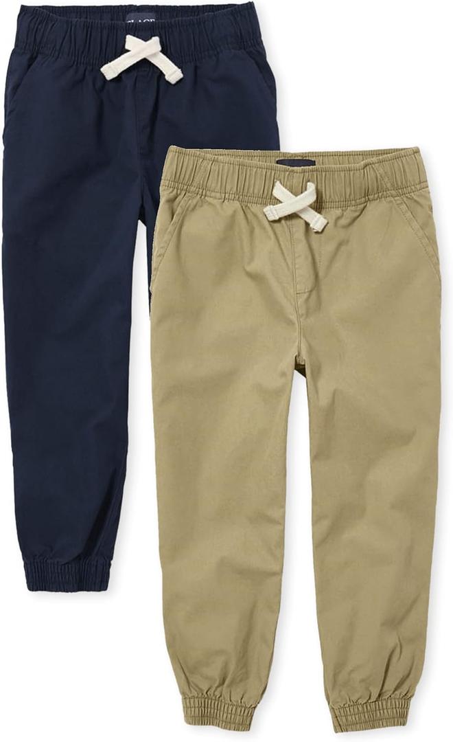 The Children's Place Stretch Pull on Jogger Pants,multipacks (6, Tidal/Flax 2-pack)
