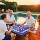 Mahjong Rack with Pushers, 4-Piece Premium Acrylic Mahjong Racks with Built-in Pushers & Rotating Bases - Crystal-Clear Set for Easy Play