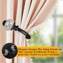 2 Pack Curtain Holdbacks, USFOOK Black Decorative Window Drapery Tiebacks (2 Pack/1 Pair), Curtain Tie Back Hooks for Wall with Translucent Finials (3.95" L x 3.4" W)