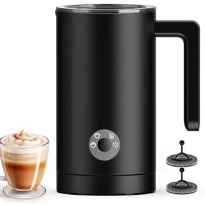 Milk Frother Electric, 4-in-1 Milk Frother and Steamer for Latte, Cappuccino, Hot & Cold Milk Froth Maker, Automatic Milk Steamer and Frother, Quiet One-Touch Operation, Easy to Clean