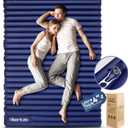 Hikenture Double Sleeping Pad for Camping, 4" Extra-Thick Camping Mattress 2 Person, Inflatable & Ultralight Sleeping Mat for Backpacking, Hiking (Navy Foot Pump, Full XL)