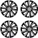 Hubcap Wheel Cover Replacement R16 Hub Caps Universal-Fit Steel Wheel Rim Cover ABS Material Exterior Accessories for Car Truck SUV -Set of 416-inchSilver-Black