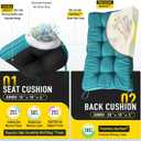 SUNROX Memory Foam Jumbo Rocking Chair Cushions, FadeShield Water Resistant Non Slip Durable Tufted Pads, Set of Seat & Back Cushion with Ties for Indoor/Outdoor Rocker, 2 Piece, Turquoise