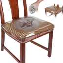 Plastic Chair Covers, Plastic Seat Covers for Dining Chairs, Chair Protector, Vinyl, Clear, Waterproof for Cushion, Cats, Kids, Kitchen Room Table, Fits 16-18 Inch, 2 Pack