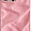 Caseative for iPhone 16 Pro Case,Solid Color Water Ripple Wave Pattern Pleated Phone Case (Pink,16 Pro)