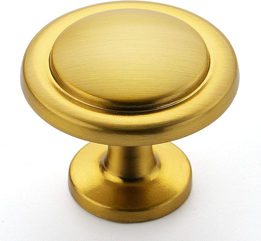 Ravinte 20 Pack 1-1/4 Inch Kitchen Cabinet Knobs - Brushed Brass Zinc Drawer Pulls and Door Handles for Dressers