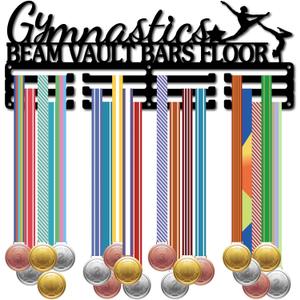 CREATCABIN Gymnastics Medal Hanger Display Medal Holder Rack Organizer Sports Metal Hanging Iron Wall Mount Frame Decor Medal Hangers with 12Hooks for Runner Marathon Medalist Black 15.7 x 6Inch