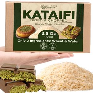 Ceres Gourmet Dried Kataifi Shredded Fillo Dough for Dubai Chocolate Bar, Premium Turkish Chopped Kadayif Pastry Dough Ingredient for Kunafa, Knafeh, and Katifi, Freshly Packaged 100g (3.5 oz) (EXP 12/31/27)