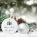 Babys First Christmas Ornaments 2025 Babies First Christmas Ornament Baby's 1st Ornament for Boys Girls Round Ceramic Decoration with Gift Box&Ribbon (2.9" (New Baby-green Christmas Tree)