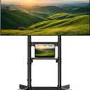 Heavy-Duty Rolling TV Stand for 55100" Screens Supports 165 lbs, Stable Mobile TV Cart with Shelf & Locking Wheels, Floor TV Stand, Max VESA 800x600mm, Black