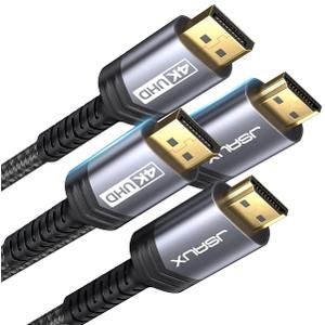 4K DisplayPort to HDMI Cable Adapter 2Pack 6.6FT, JSAUX DP to HDMI Male UHD 4K@30Hz/2K@60/1080P@120 Nylon Braided Uni-Directional HDTV Cord for Dell, Monitor, Projector, Desktop, AMD, NVIDIA,Lenovo,HP (Grey)