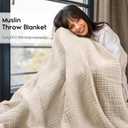 Yoofoss Muslin Blanket 100% Organic Cotton Large Twin Size 60" x 80" for Bed Couch Summer Gauze Blanket for Adults Lightweight and Breathable Apricot White