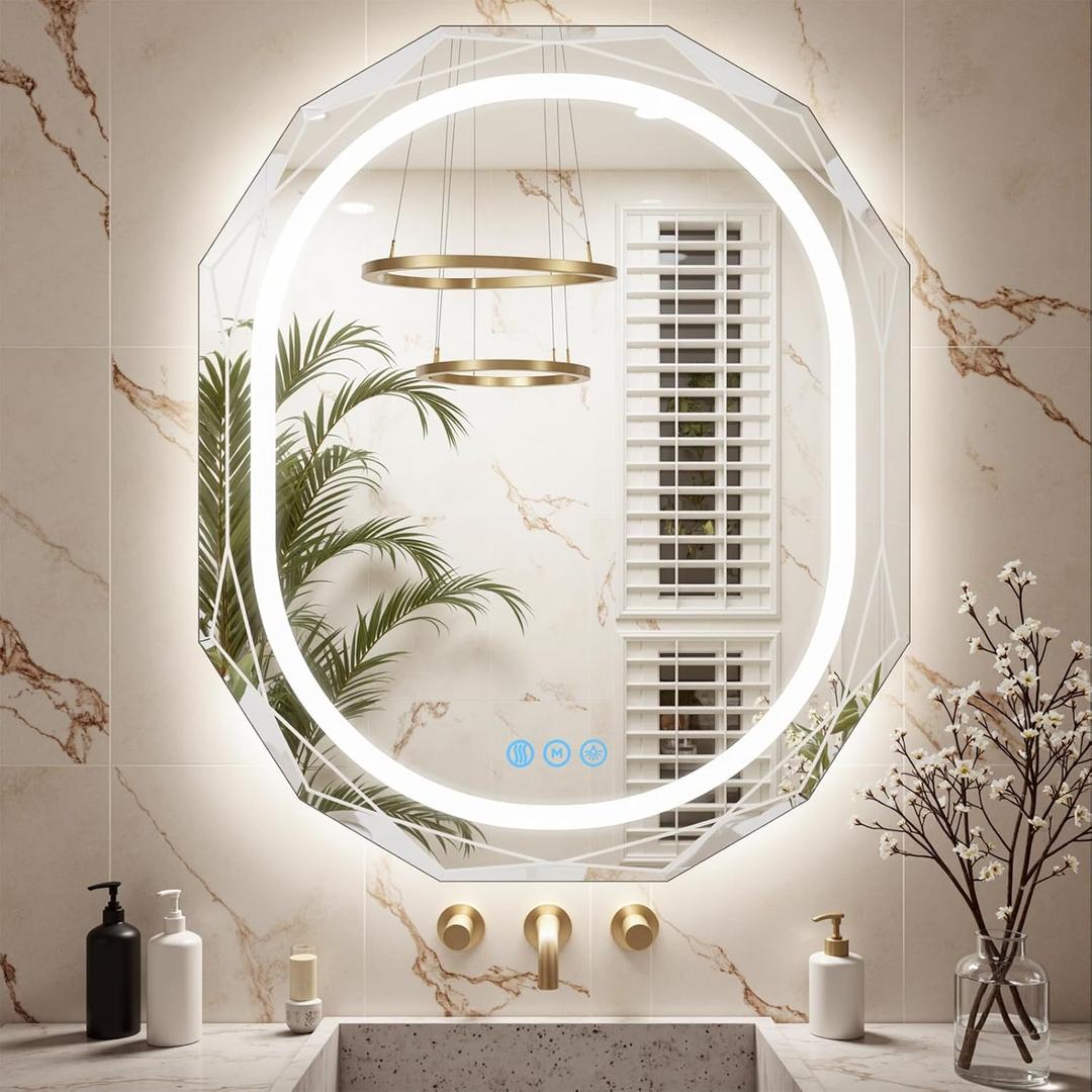 30"x36" Oval LED Bathroom Vanity Mirror, Backlit Anti-Fog Frameless