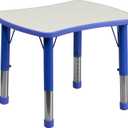 Flash Furniture 21.875''W x 26.625''L Rectangular Blue Plastic Height Adjustable Activity Table with Grey Top, 26.63"D x 21.88"W x 23.5"H