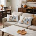 Fall Lumbar Pillow Covers 12x20 inch Set of 2 White Linen Decorative Throw Pillowcases, Double-Sided Pumpkin Print, Slightly Water-Resistant, Cushion Covers for Autumn Home Dcor