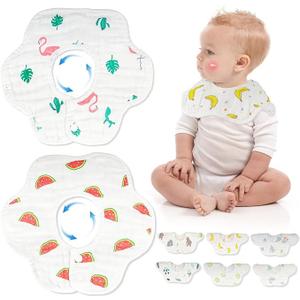 8-Pack 360° Rotate Organic Cotton Baby Bibs, Newborn Muslin Bibs For Teething And Drooling,Unisex Baby Bibs For Toddler, Adjustable With Snaps, Super Soft & Absorbent Baby Bibs For Boys And Girls.