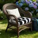 Pcinfuns Outdoor Wicker Cushion, Set 19 x 19 x 5 Inch Seat Patio Cushions Round Corner Chair Pads Premium Comfortable Thick Fiber Fill Tufted Cushion,2 Pack, Black White