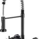 Wall Mount Kitchen Faucet, Hurran Matte Black Kitchen Sink Faucet, 8 Inch 2 Handle Wall Mount Commercial Sink Faucet with Pull Down Sprayer for Kitchen Laundry Room Restaurant