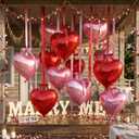 Jenaai 30 Sets Heart Foil Balloons Bulk, 30 18" Heart Balloons, 30 Satin Bows for Balloon and 2 Pcs Ribbons, Love Foil Balloon for Wedding Party Supplies Bridal(Pink, Red)