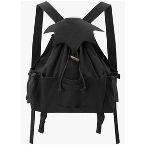 KUOIN Medieval Drawstring Backpack, Vintage LARP Renaissance Bag Ren Fair Fantasy Accessories (Black)