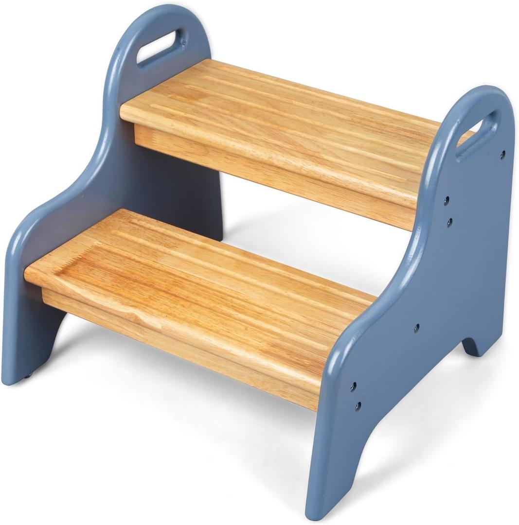 StrongTek Kids 2 Step Stool, Rubber Wood Step for Children, Safe & Sturdy, Ideal for Bathroom, Kitchen, Home Use, Durable, Non-Slip, Child Safety, Foot Stool, Toddler Step Stool, Easy to Clean