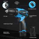 Cordless Drill Set, 12V Power Drill Kit with Battery and Charger, 3/8" Keyless Chuck, 25+1 Torque Setting, Built-in LED, Electric Driver Tool for Home DIY Projects (Blue)