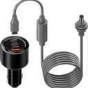 Starlink Mini Car Charger 3 in 1 Adapter, 12V-24V Cigarette Lighter Adapter with 100W / 45W PD USB-C & QC 30W USB-A Ports with 7.8Inch USB-C to DC Cable + 6.6FT DC Power Cable for Starlink Mini