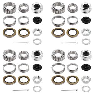 4 Sets Trailer Hub Wheel Bearing Kit - Inner 25580/25520, Outer 02475/02420 With Grease Seal 10-36 and 10-10 - Fit for 8000 lbs Axles