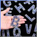 Yinder 52 Pieces Glitter Rhinestone Letter Stickers Crystal Rhinestone Iron on Letter Self Adhesive A-Z Glitter Resin Stickers for Clothing Art DIY Works (Blue)